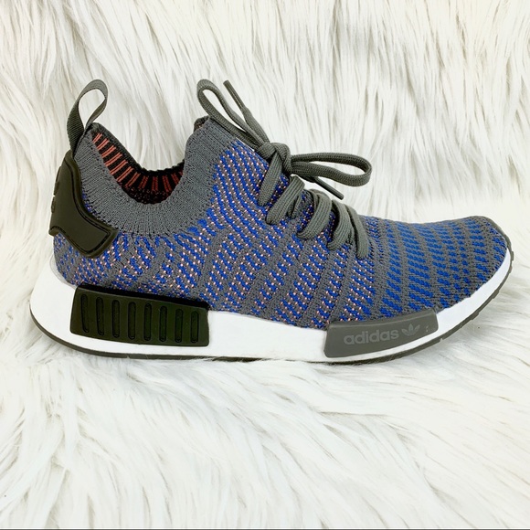 New Adidas NMD_R1 STLT PK Grey, Coral, Blue - Picture 2 of 5